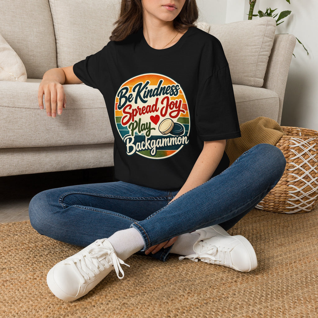 Backgammon T-Shirt — “Be Kindness Spread Joy Play Backgammon 2” Retro Graphic Tee