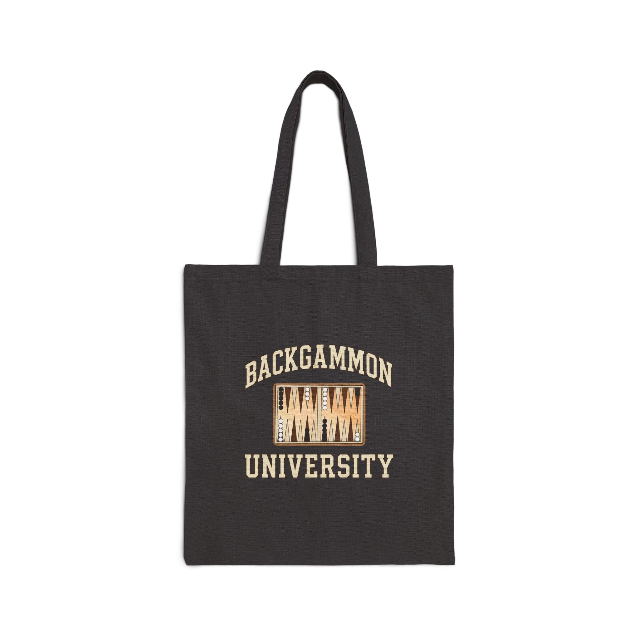 Backgammon University 2 Canvas Tote Bag — Vintage Game Night Cotton Shopper