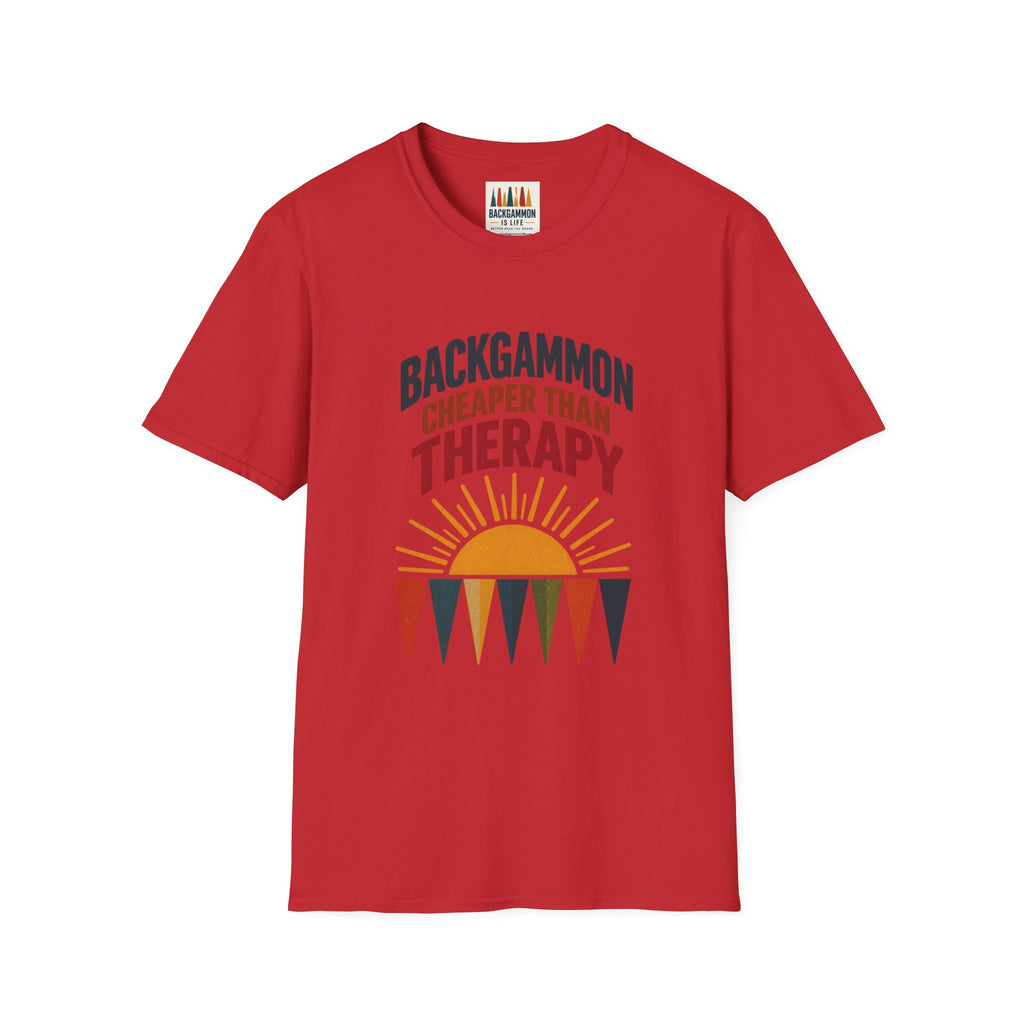 Backgammon Cheaper Than Therapy T-Shirt – Retro Sunset Board Game Tee