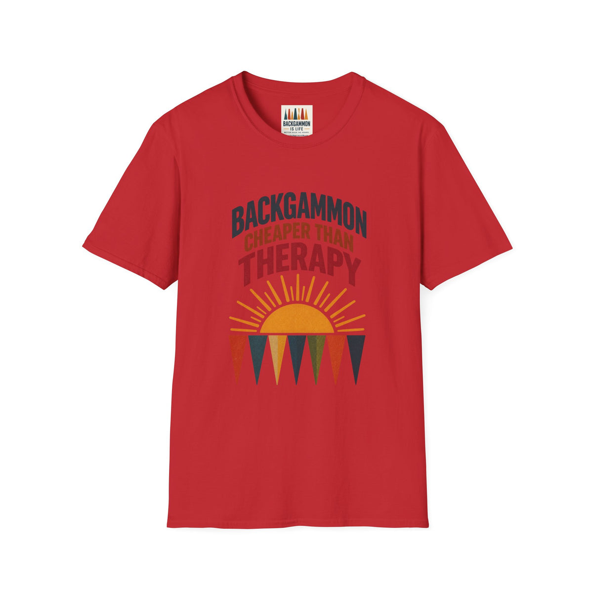 Backgammon Cheaper Than Therapy T-Shirt – Retro Sunset Board Game Tee