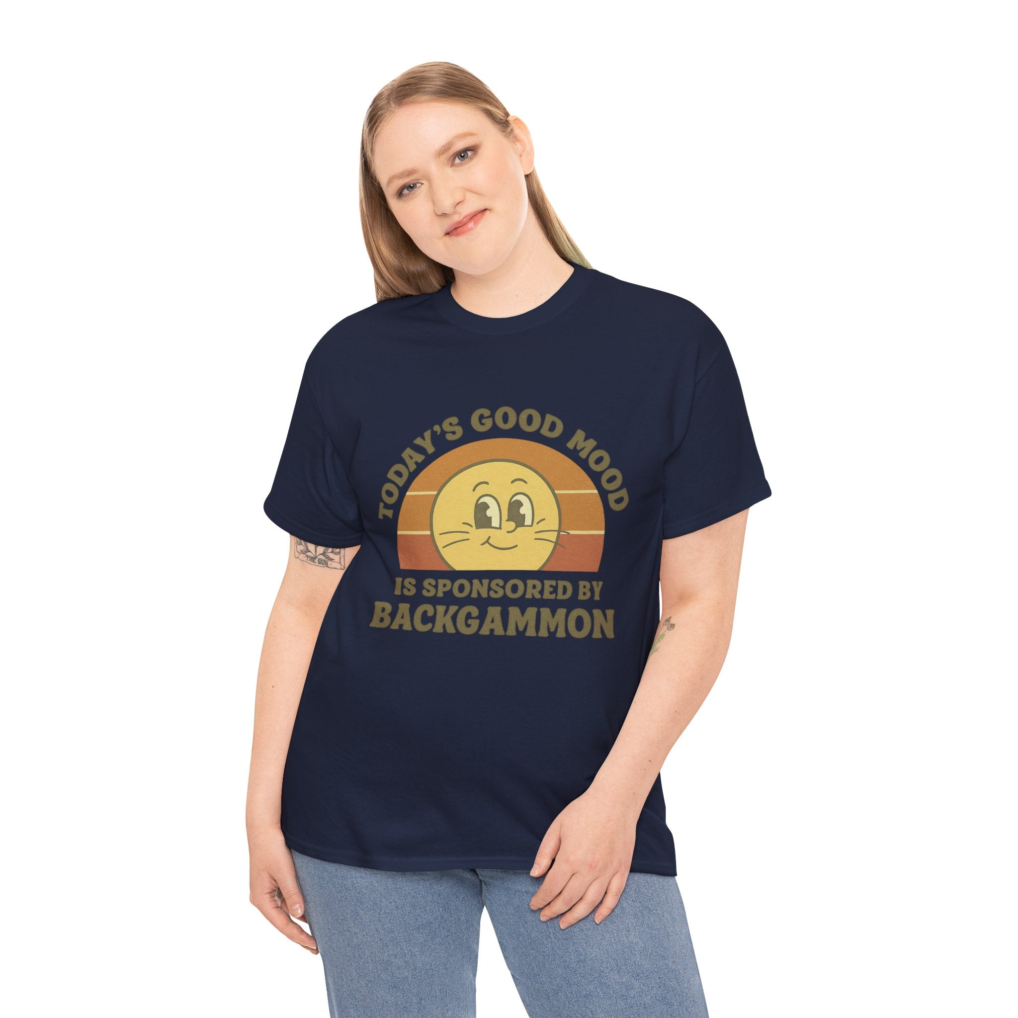 "Today’s Good Mood Is Sponsored by Backgammon" T-Shirt | Retro Smiley Tee