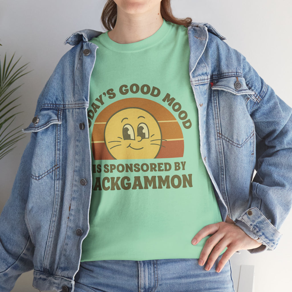 "Today’s Good Mood Is Sponsored by Backgammon" T-Shirt | Retro Smiley Tee