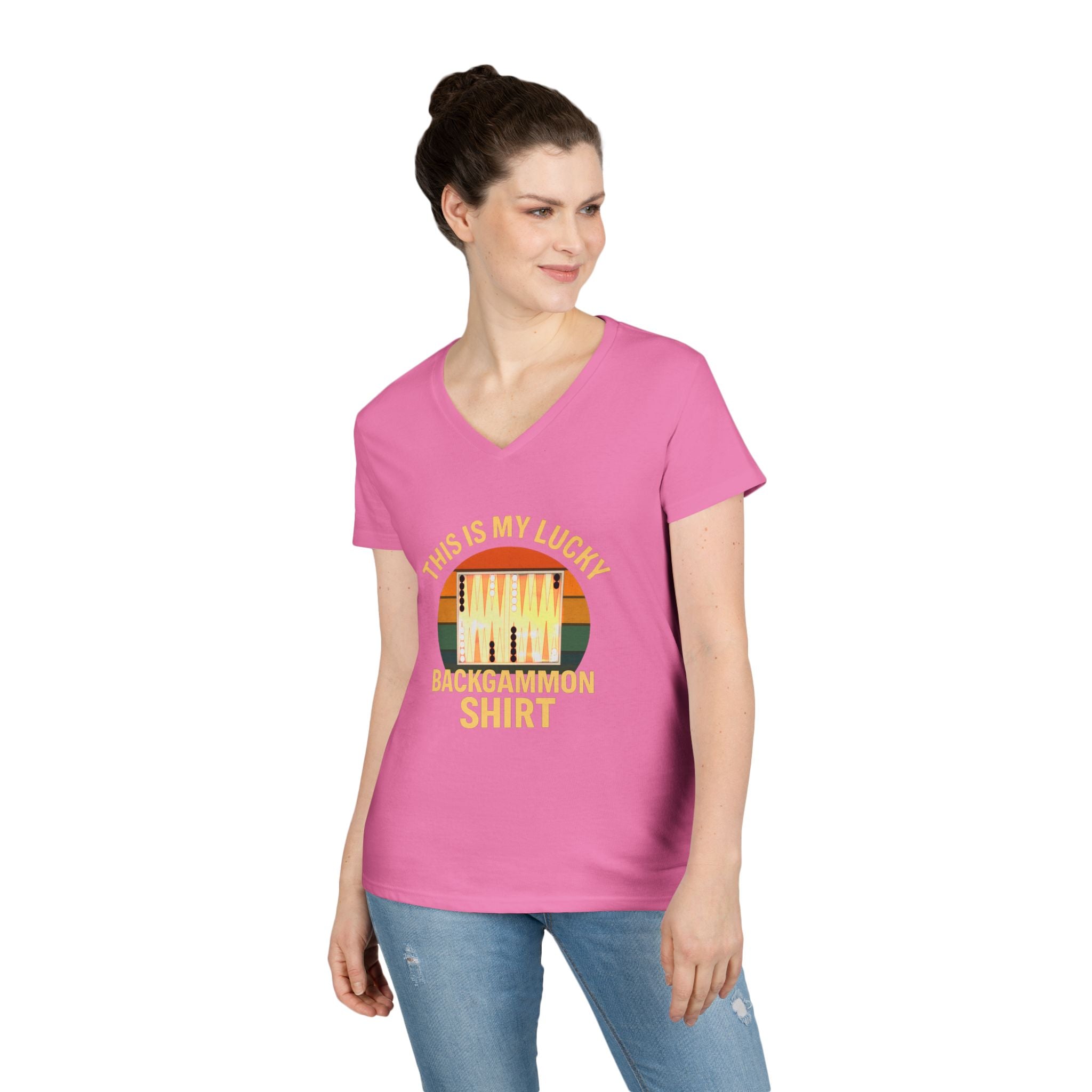 This Is My Lucky Backgammon Shirt 2 Ladies V-Neck T-shirt