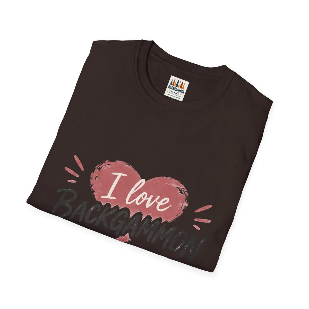Backgammon Heart T-Shirt — "I Love Backgammon" Casual Tee