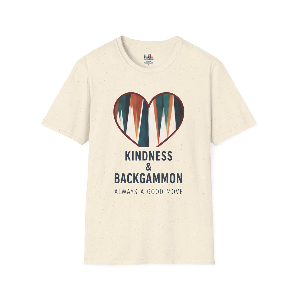 Backgammon Heart T-Shirt — "Kindness & Backgammon: Always a Good Move"