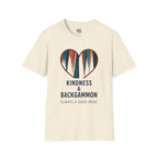 Backgammon Heart T-Shirt — "Kindness & Backgammon: Always a Good Move"