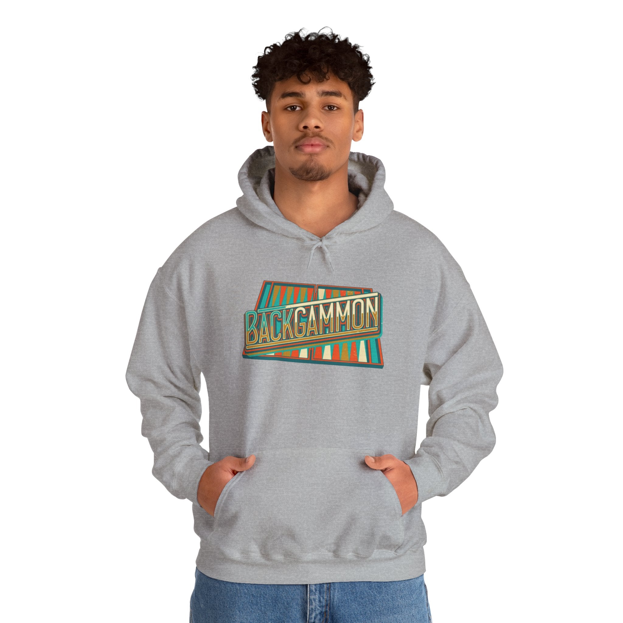 Backgammon Retro Unisex Heavy Blend™ Hooded Sweatshirt – Vintage Board Game Pullover for Players & Fans