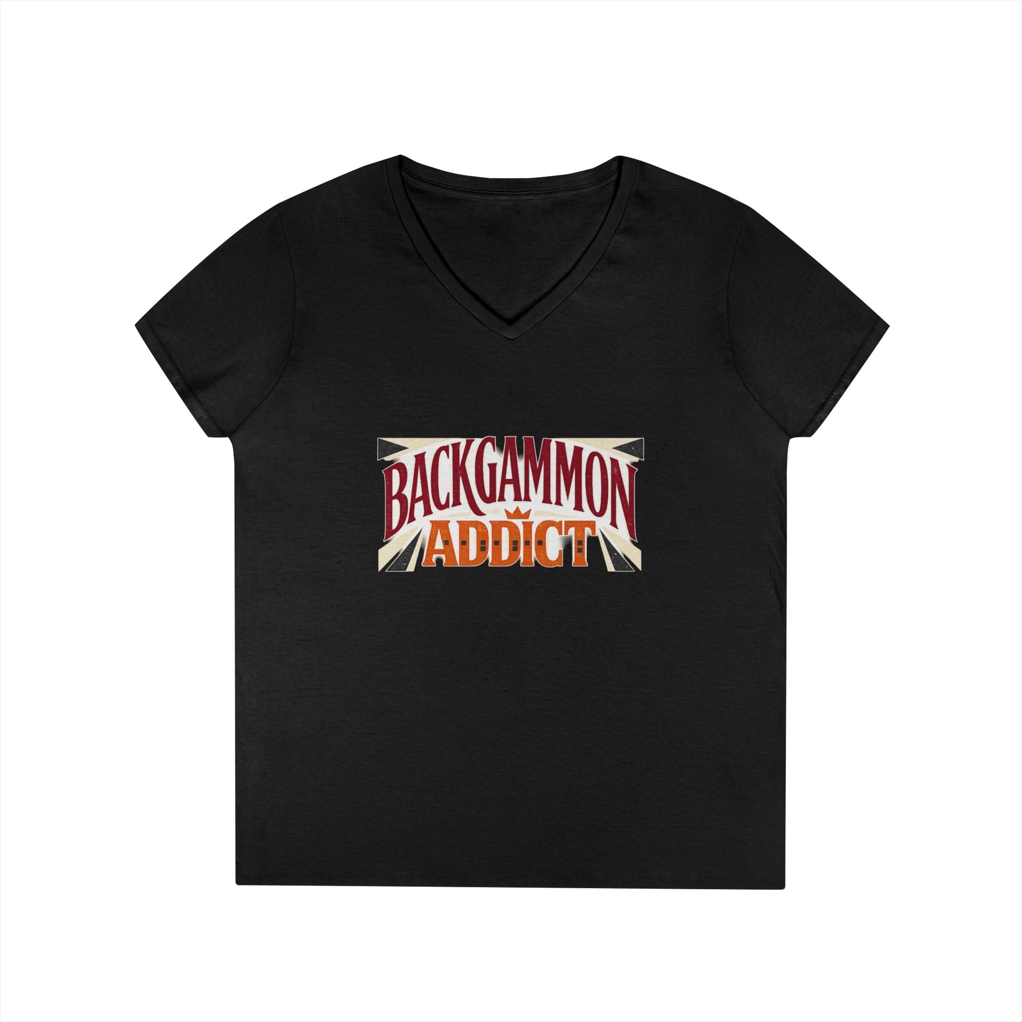 Backgammon Addict Ladies' V-Neck T-Shirt — Retro Game Lover Tee
