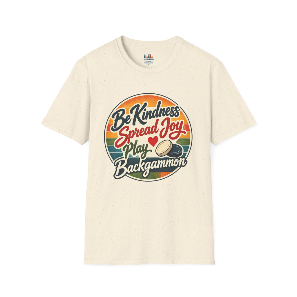 Backgammon T-Shirt — “Be Kindness Spread Joy Play Backgammon 2” Retro Graphic Tee