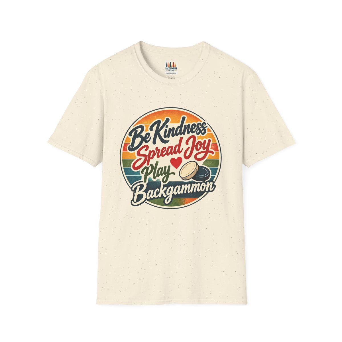 Backgammon T-Shirt — “Be Kindness Spread Joy Play Backgammon 2” Retro Graphic Tee