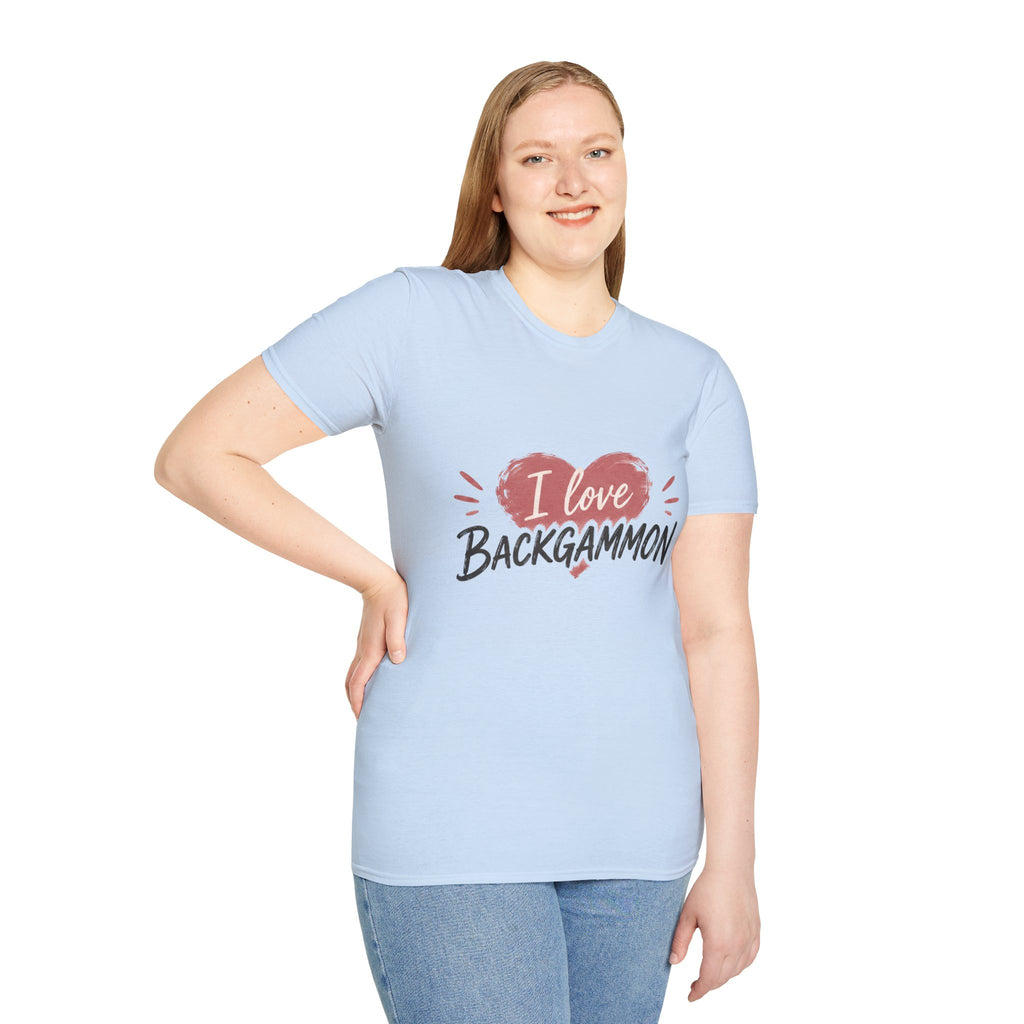 Backgammon Heart T-Shirt — "I Love Backgammon" Casual Tee