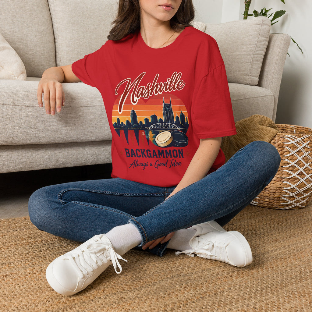 Nashville Backgammon T‑Shirt — Vintage Skyline Game Night Tee