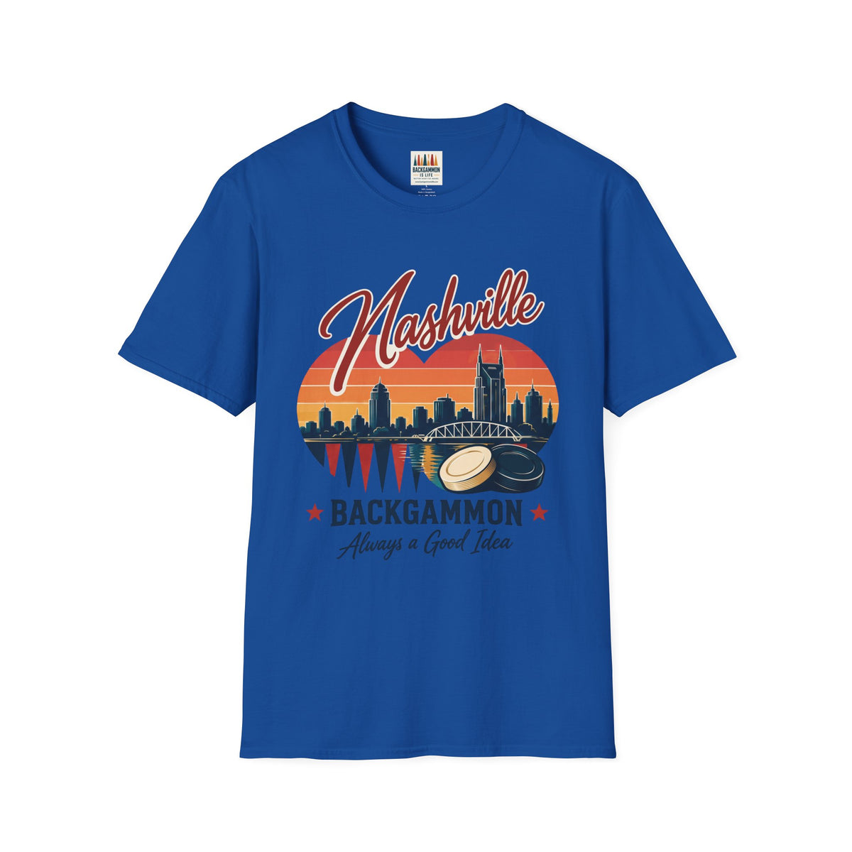 Nashville Backgammon T‑Shirt — Vintage Skyline Game Night Tee