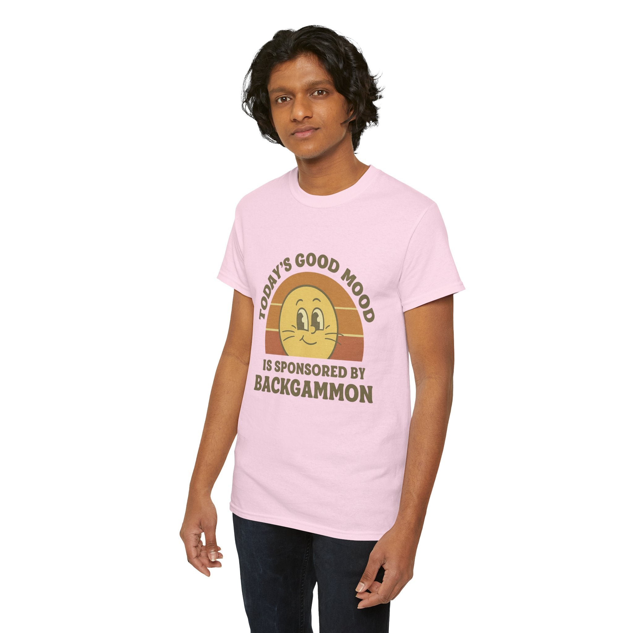 "Today’s Good Mood Is Sponsored by Backgammon" T-Shirt | Retro Smiley Tee