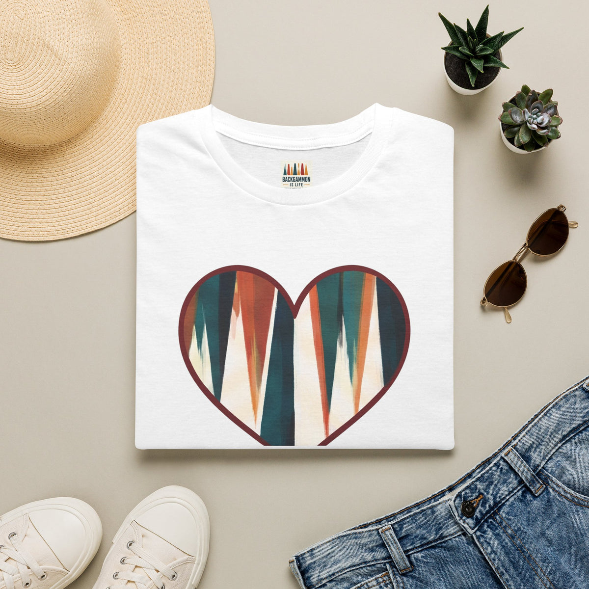 Backgammon Heart T-Shirt — "Kindness & Backgammon: Always a Good Move"