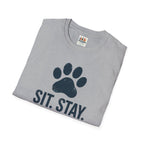 Backgammon T-Shirt — "Sit. Stay. Play Backgammon" Paw Print Tee