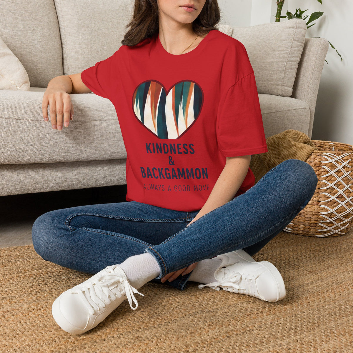 Backgammon Heart T-Shirt — "Kindness & Backgammon: Always a Good Move"