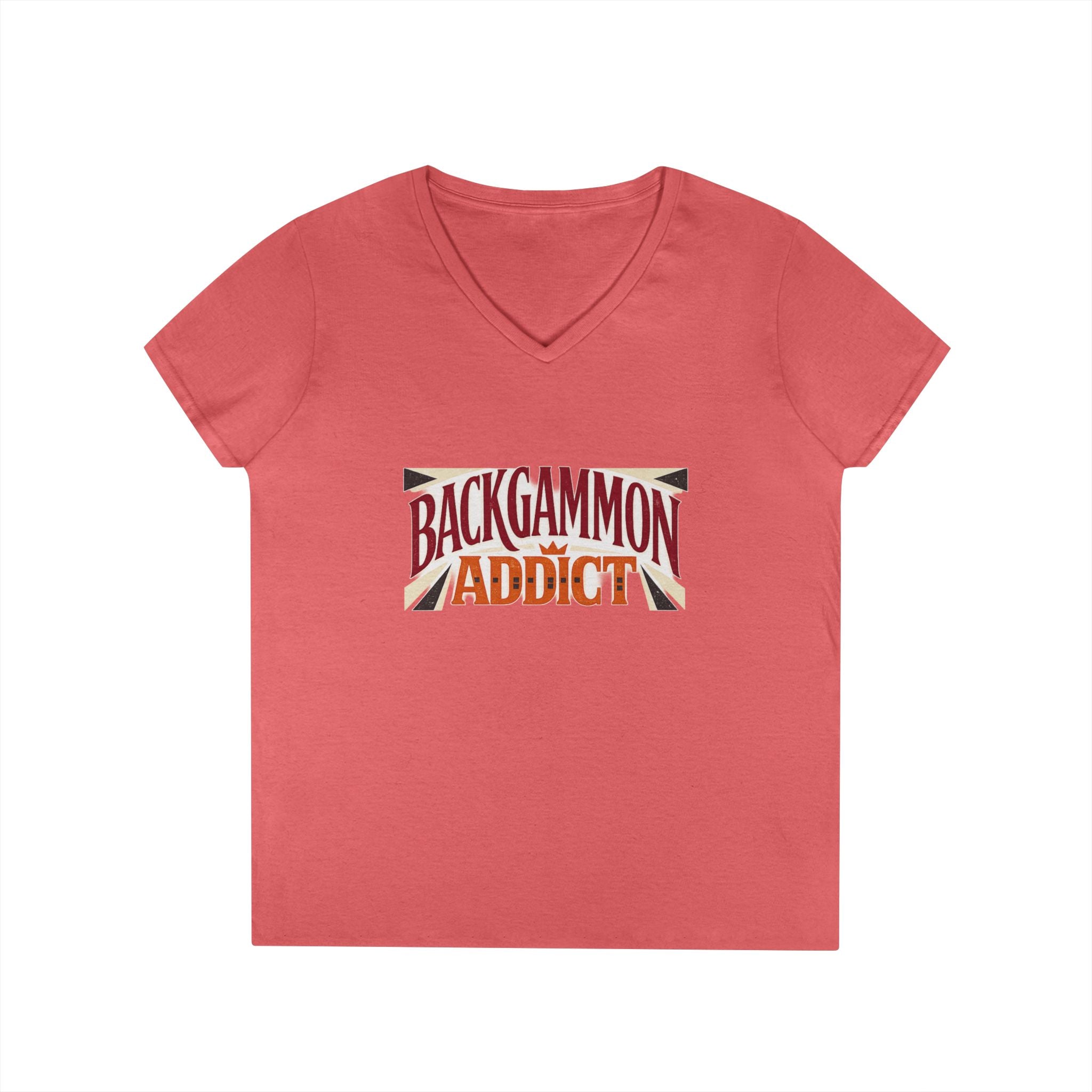 Backgammon Addict Ladies' V-Neck T-Shirt — Retro Game Lover Tee