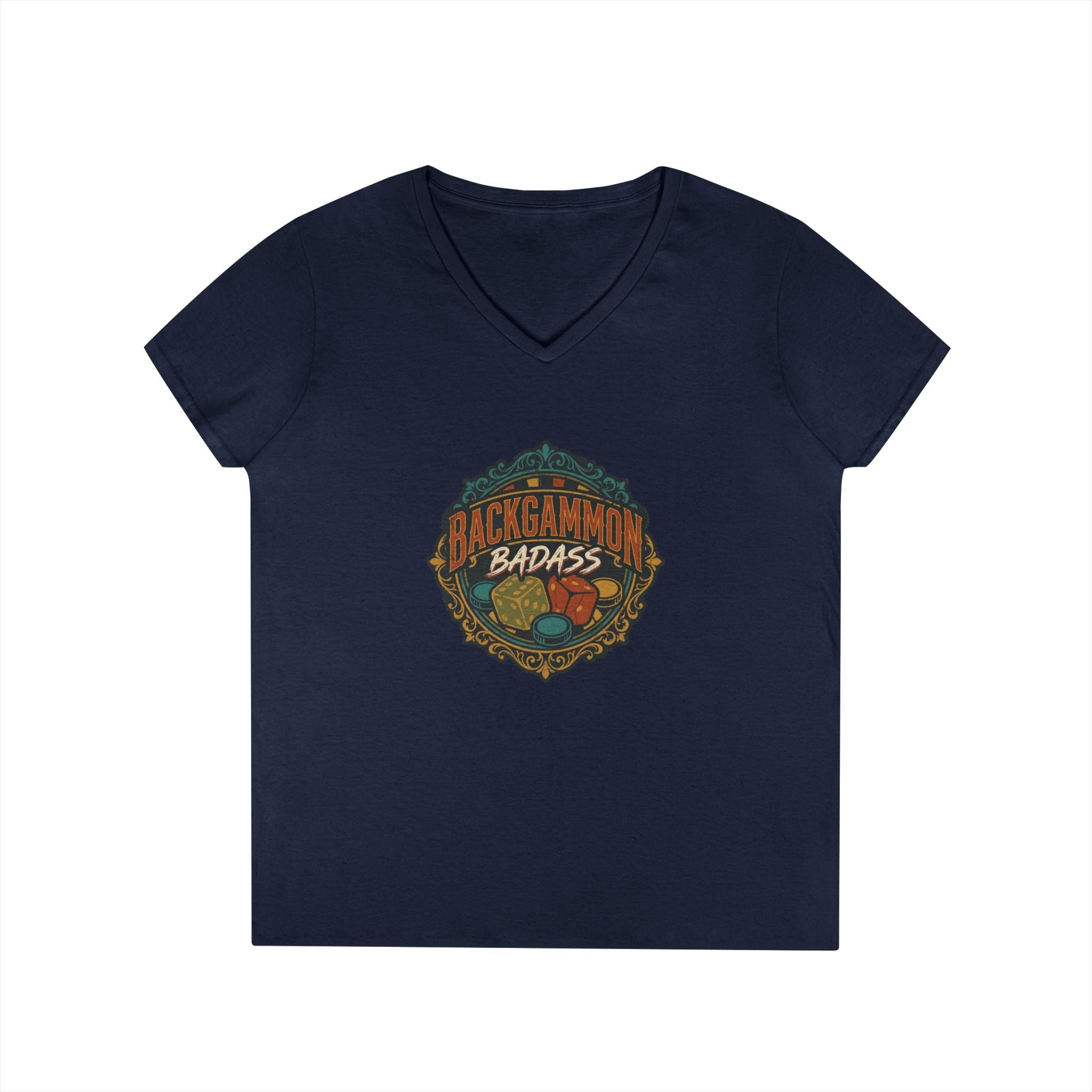 Backgammon Badass Ladies' V-Neck T-Shirt