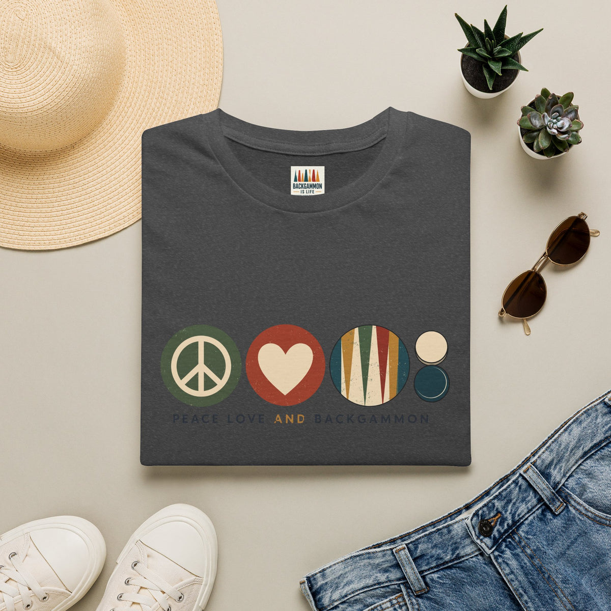 Peace Love and Backgammon 2 T-Shirt
