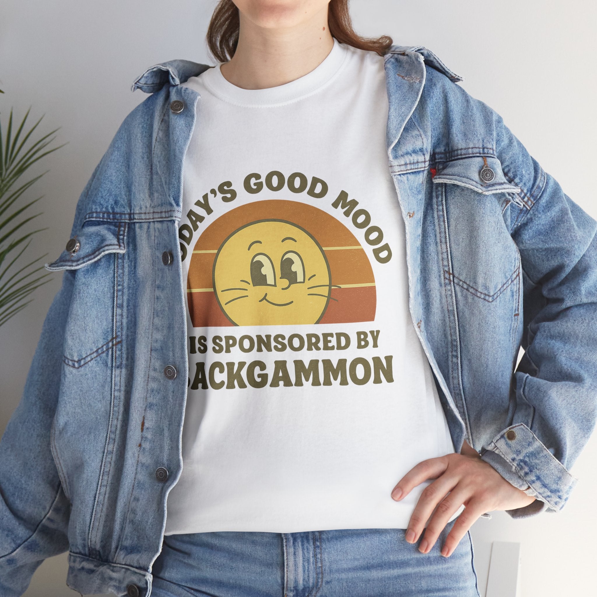"Today’s Good Mood Is Sponsored by Backgammon" T-Shirt | Retro Smiley Tee