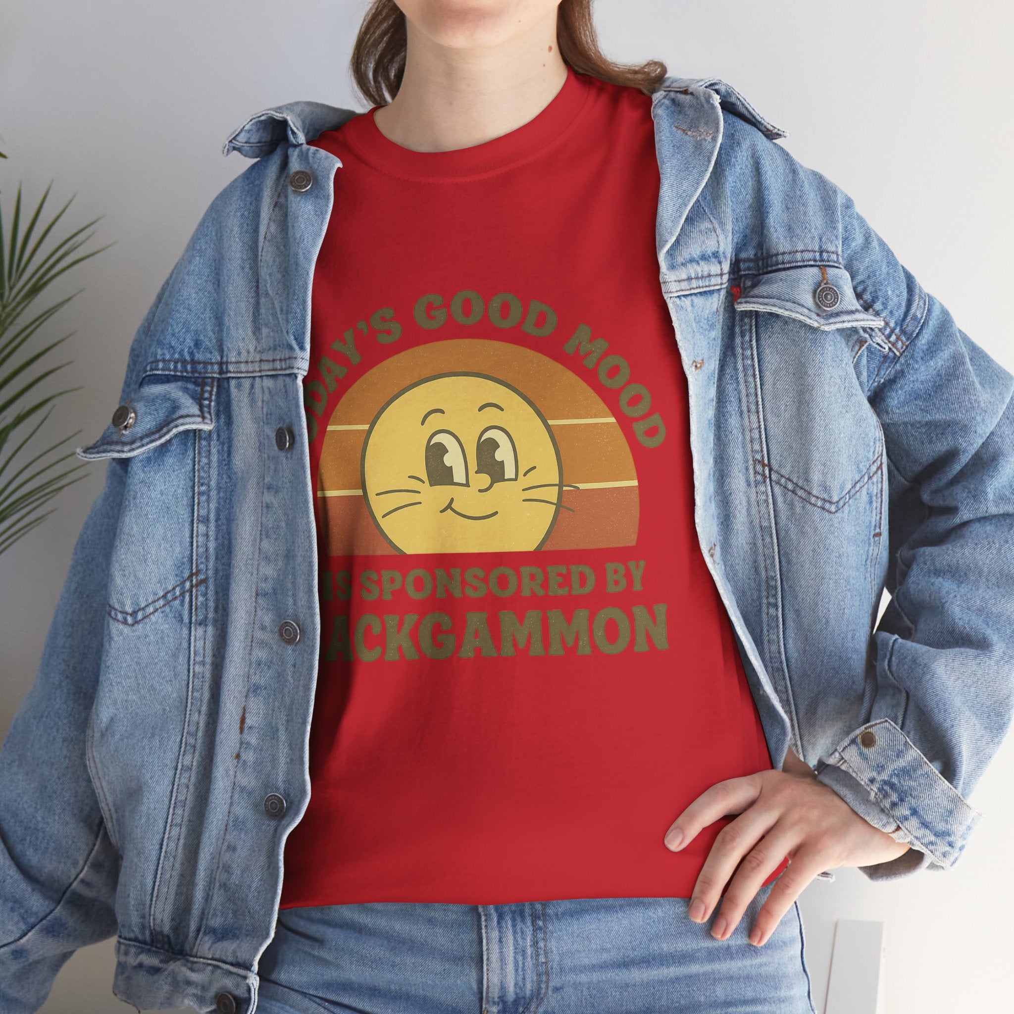 "Today’s Good Mood Is Sponsored by Backgammon" T-Shirt | Retro Smiley Tee