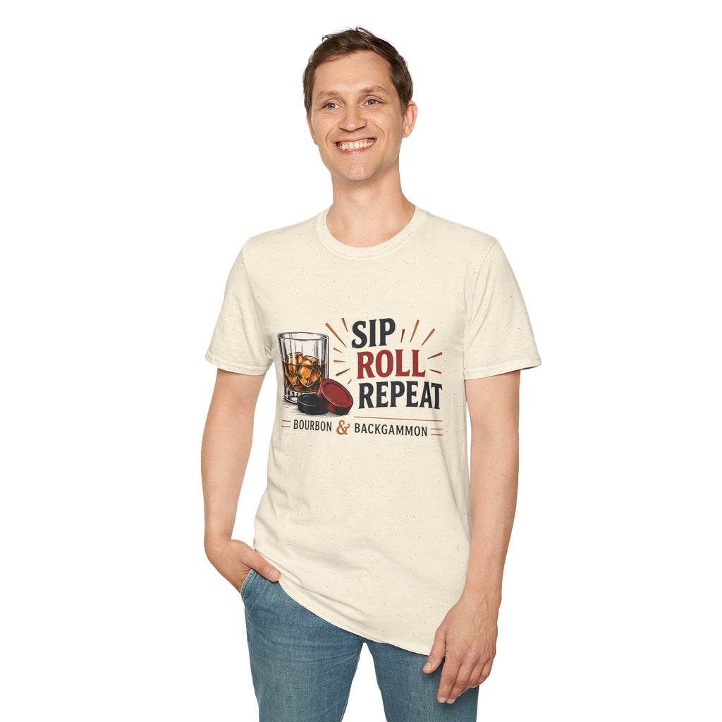 Sip Roll Repeat T-Shirt — Bourbon & Backgammon Tee