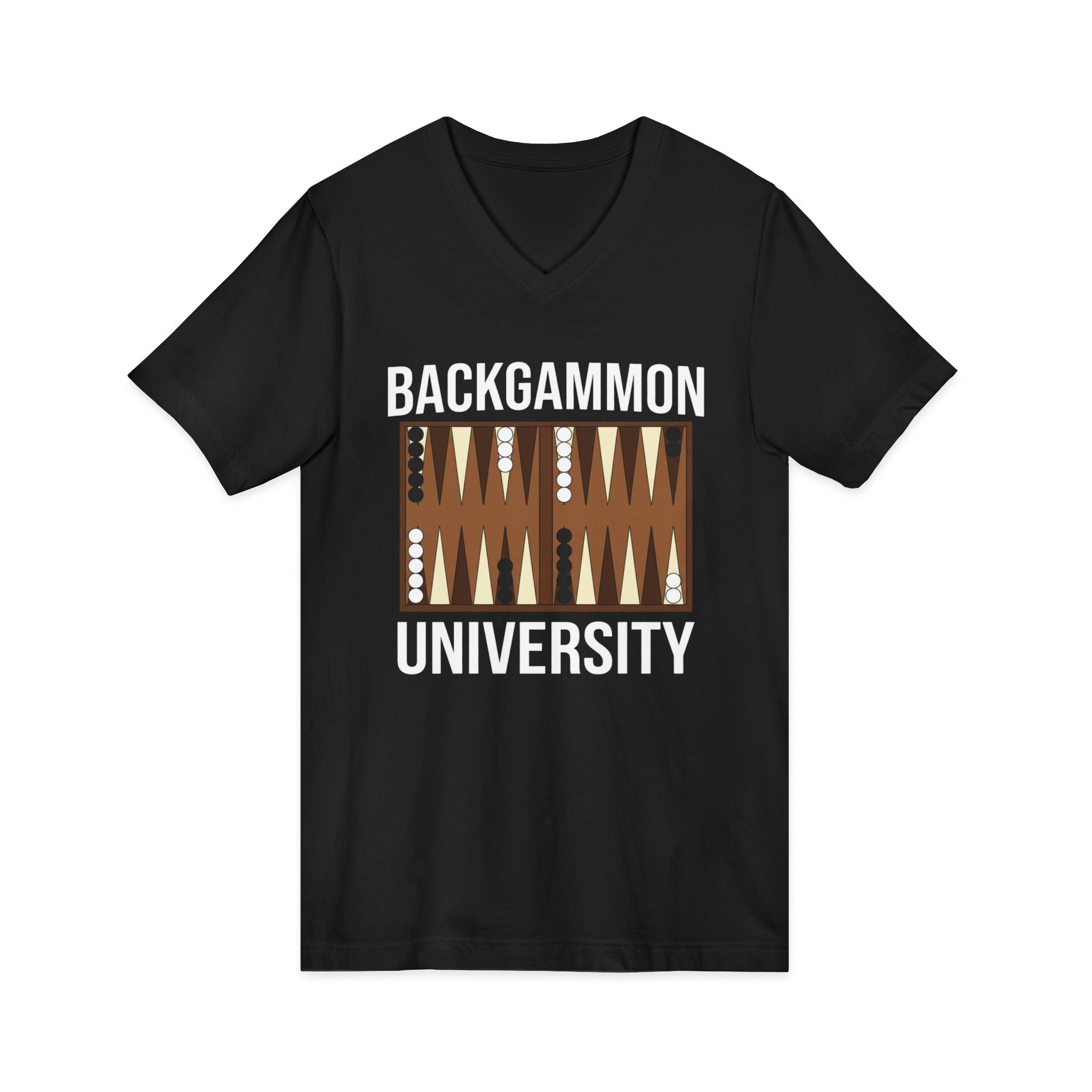 Backgammon University V-Neck Tee — Backgammon Board Graphic Shirt