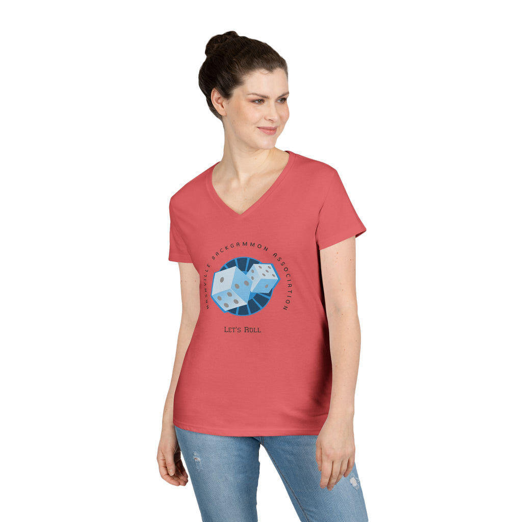 Nashville Backgammon Association Ladies' V-Neck T-Shirt — 'Let's Roll'  Gaming Tee