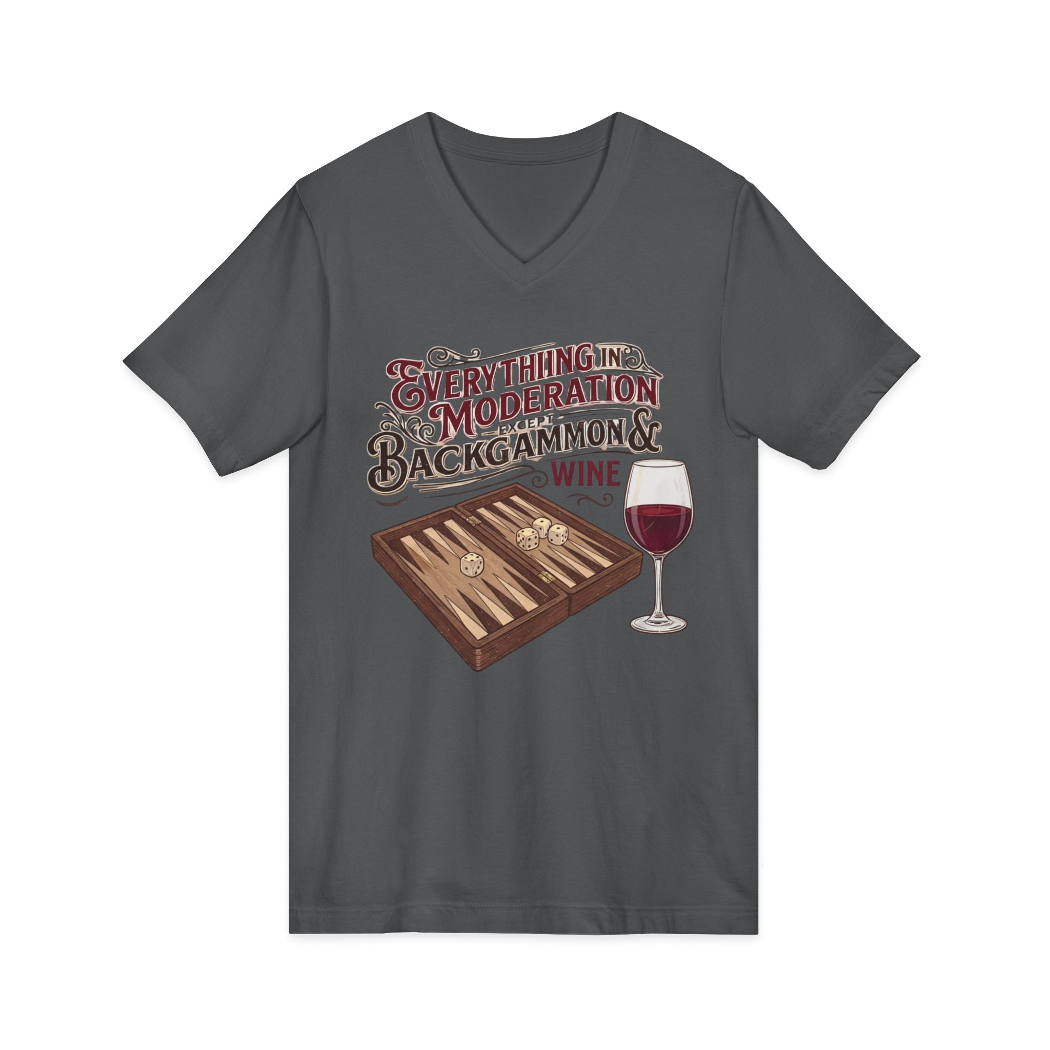 Everything in Moderation except backgammon and wine  V-Neck Tee