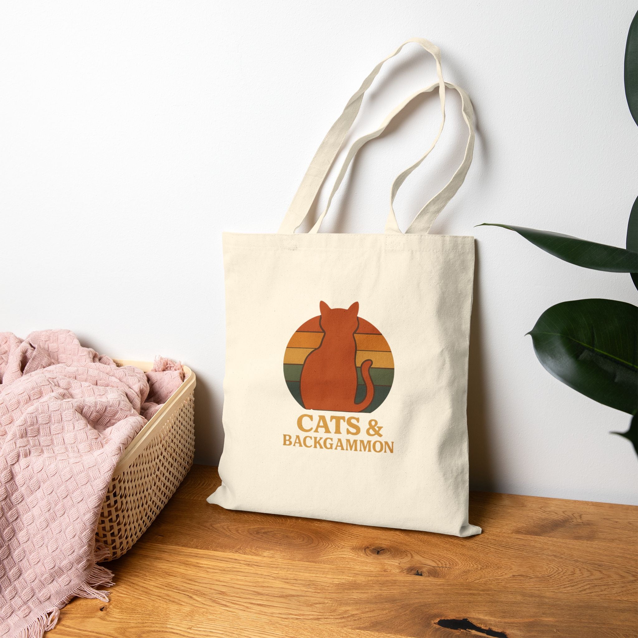 Cats & Backgammon Canvas Tote Bag
