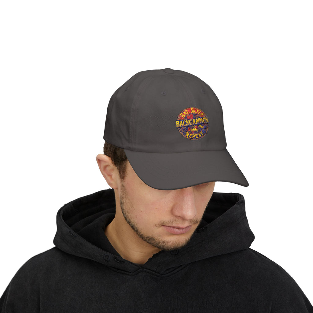 Eat. Sleep. Backgammon. Repeat. Cap — Embroidered Baseball Hat