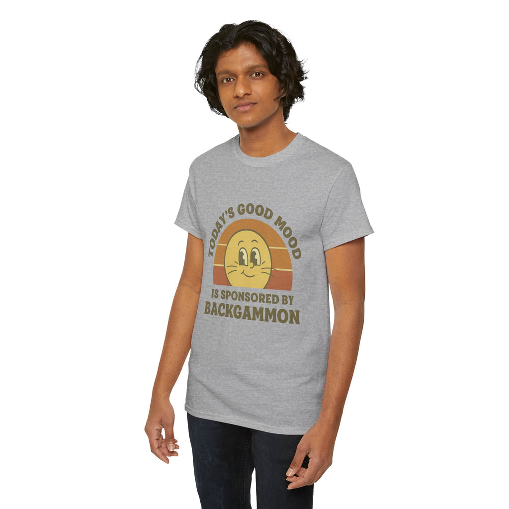 "Today’s Good Mood Is Sponsored by Backgammon" T-Shirt | Retro Smiley Tee