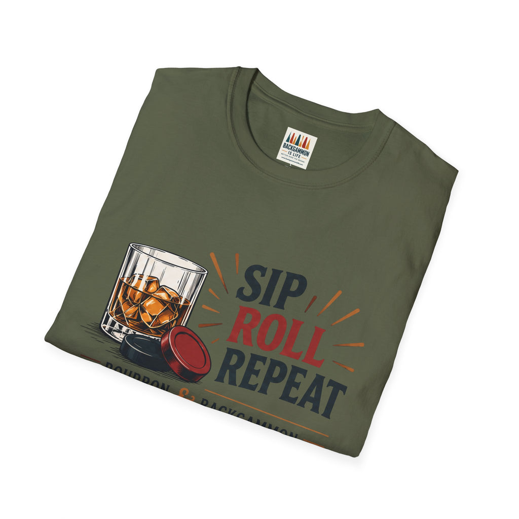Sip Roll Repeat T-Shirt — Bourbon & Backgammon Tee