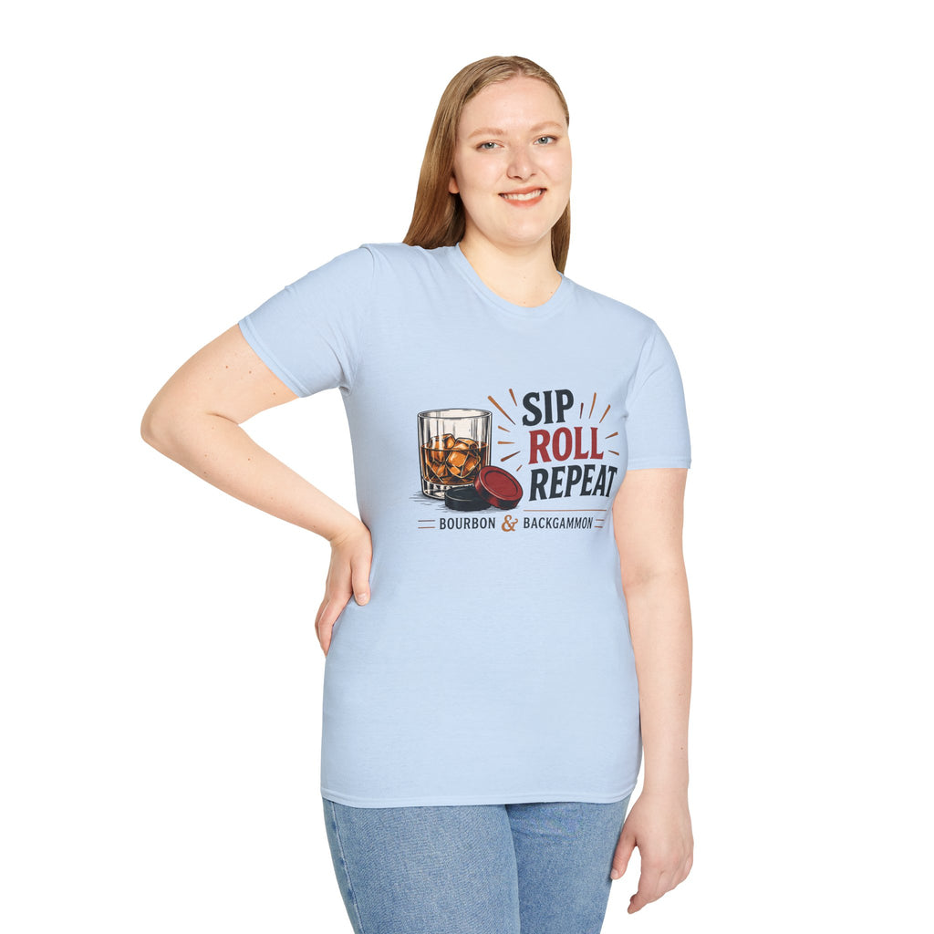Sip Roll Repeat T-Shirt — Bourbon & Backgammon Tee
