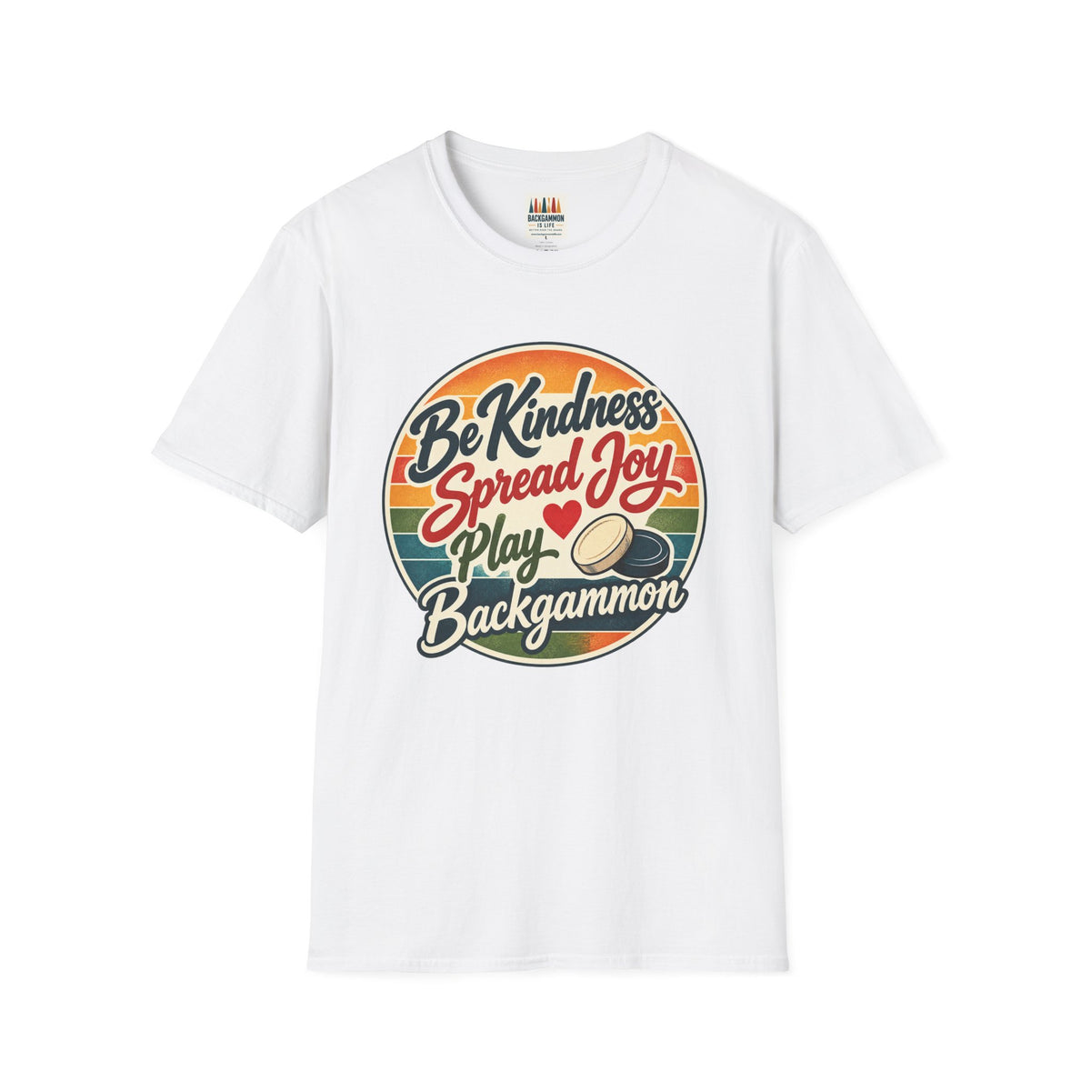 Backgammon T-Shirt — “Be Kindness Spread Joy Play Backgammon 2” Retro Graphic Tee