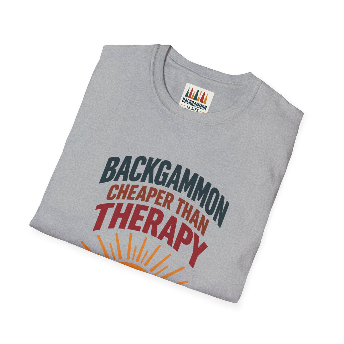 Backgammon Cheaper Than Therapy T-Shirt – Retro Sunset Board Game Tee