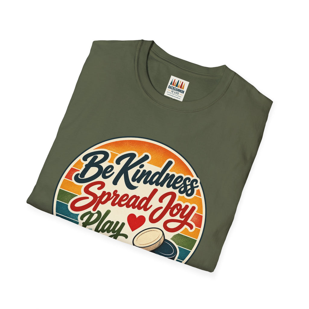 Backgammon T-Shirt — “Be Kindness Spread Joy Play Backgammon 2” Retro Graphic Tee
