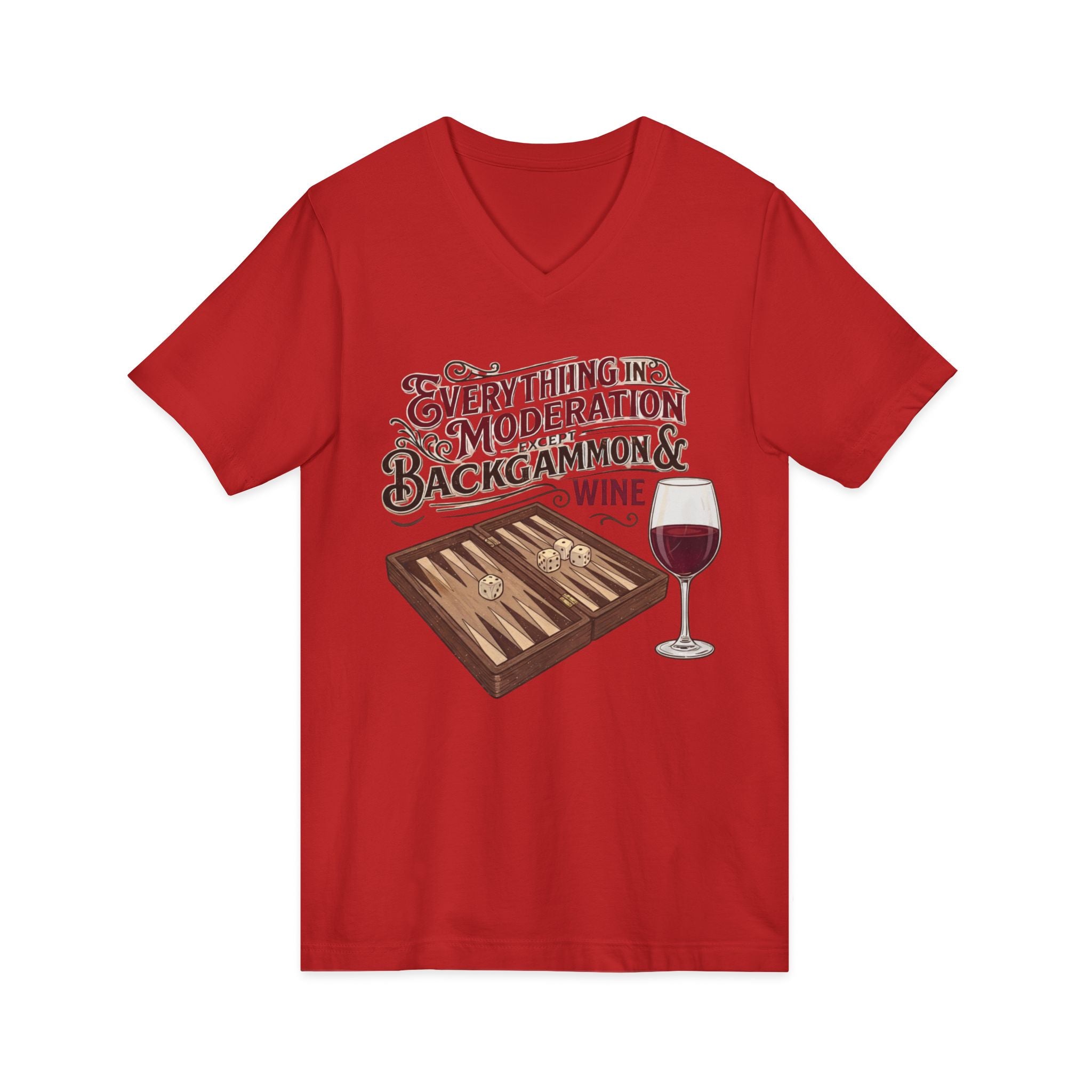 Everything in Moderation except backgammon and wine  V-Neck Tee