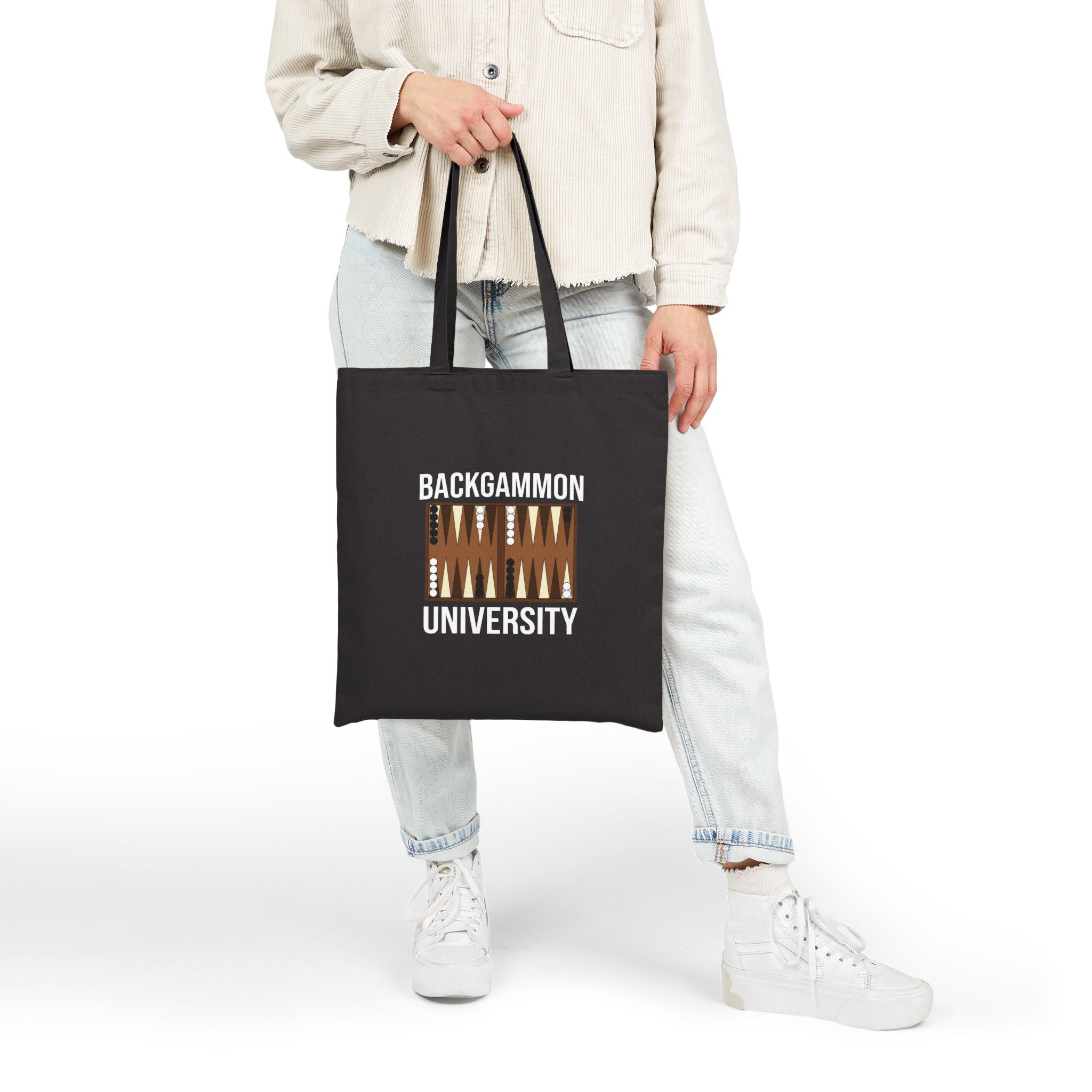 Backgammon University Canvas Tote Bag — Vintage Game Night Cotton Shopper