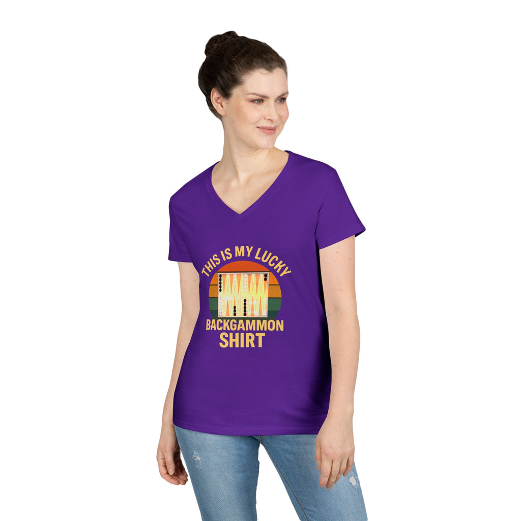 This Is My Lucky Backgammon Shirt 2 Ladies V-Neck T-shirt