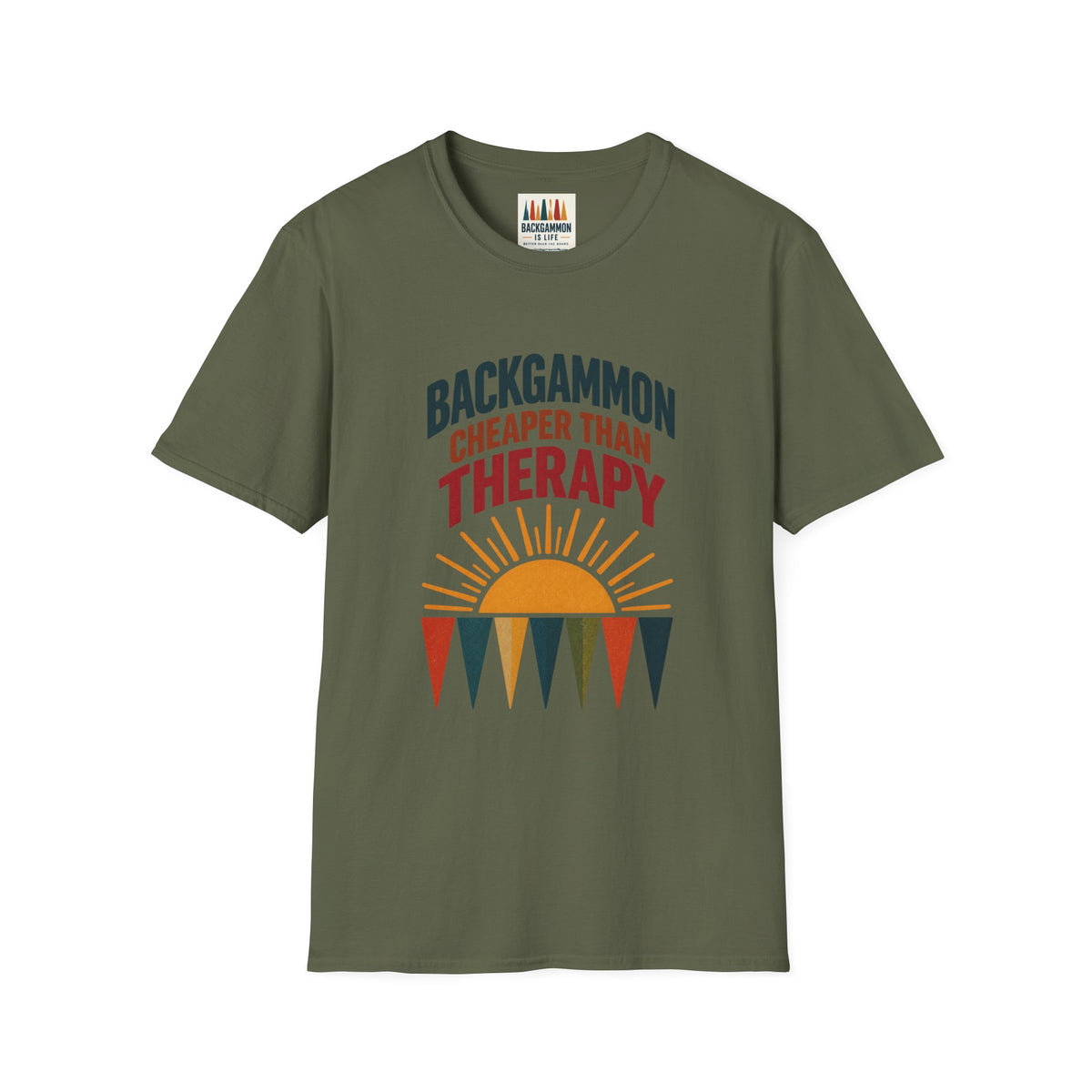 Backgammon Cheaper Than Therapy T-Shirt – Retro Sunset Board Game Tee