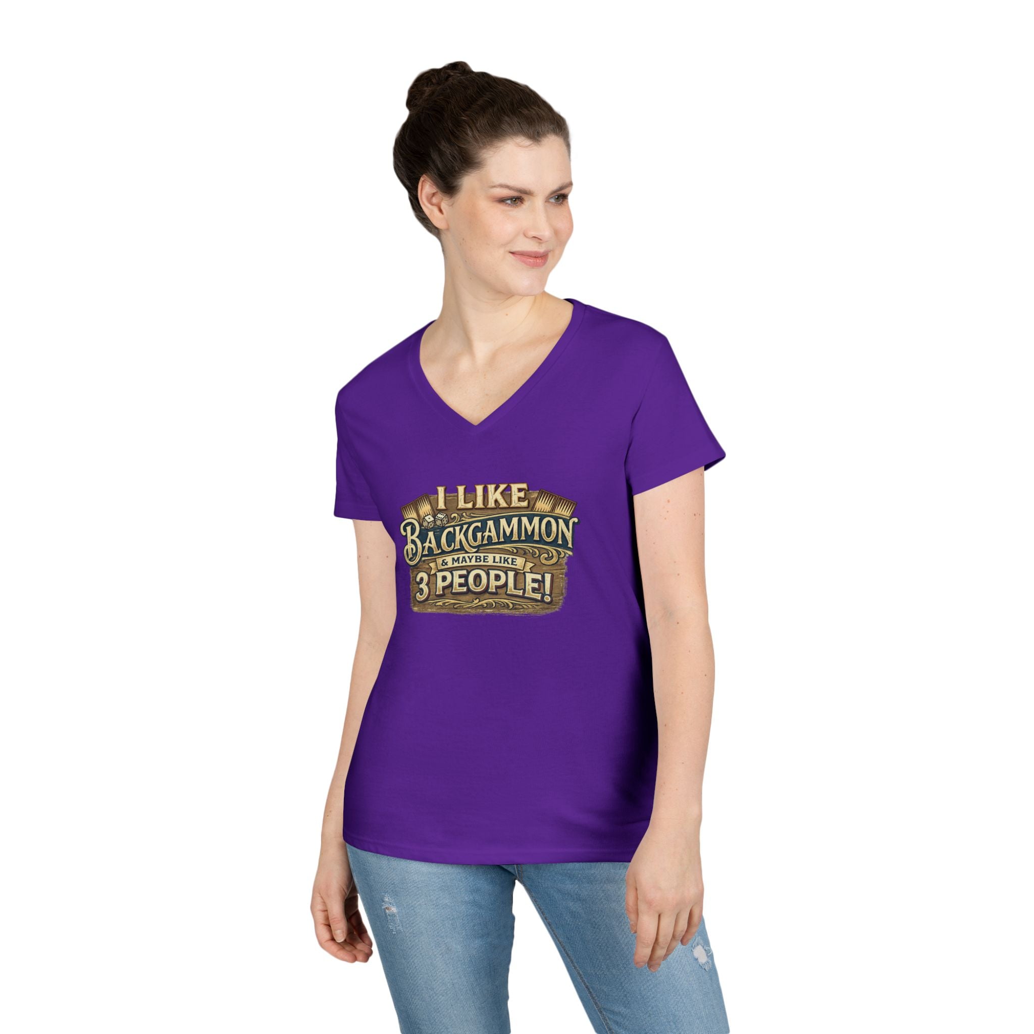 I Like Backgammon & Maybe Like 3 People Ladies' V-Neck T-Shirt