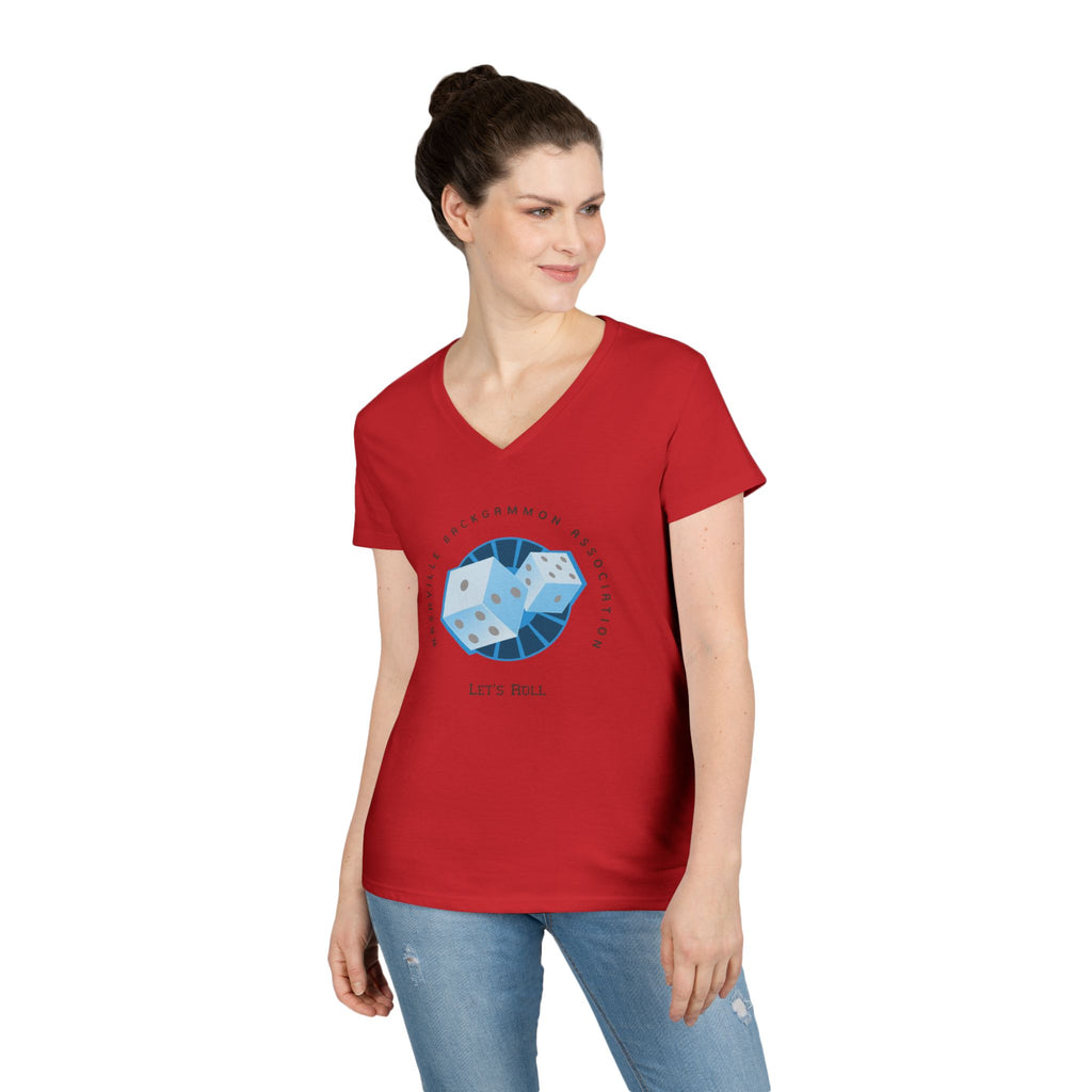 Nashville Backgammon Association Ladies' V-Neck T-Shirt — 'Let's Roll'  Gaming Tee