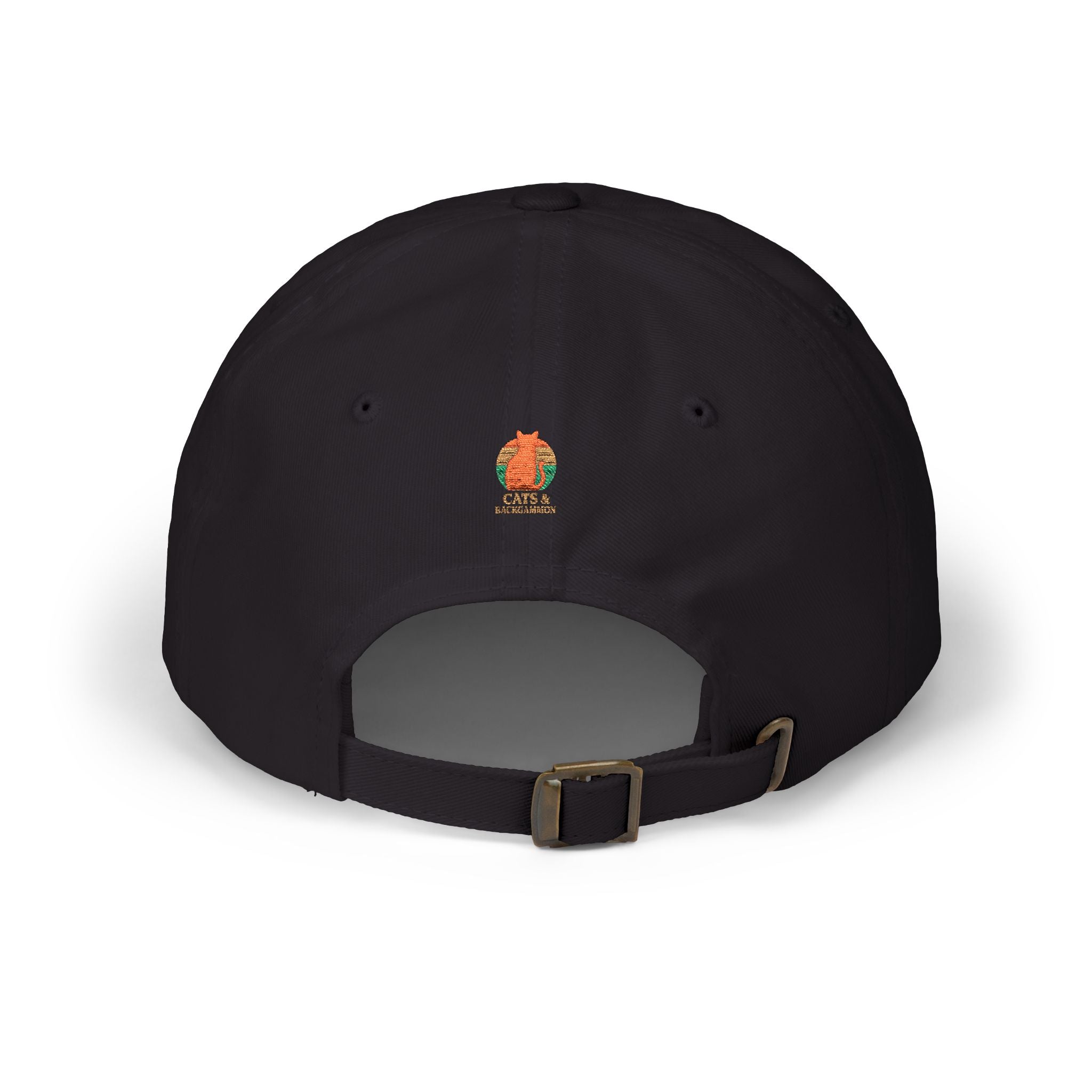 Cats & Backgammon Dad Cap — Retro Orange Cat Embroidered Baseball Hat