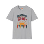 Backgammon Cheaper Than Therapy T-Shirt – Retro Sunset Board Game Tee