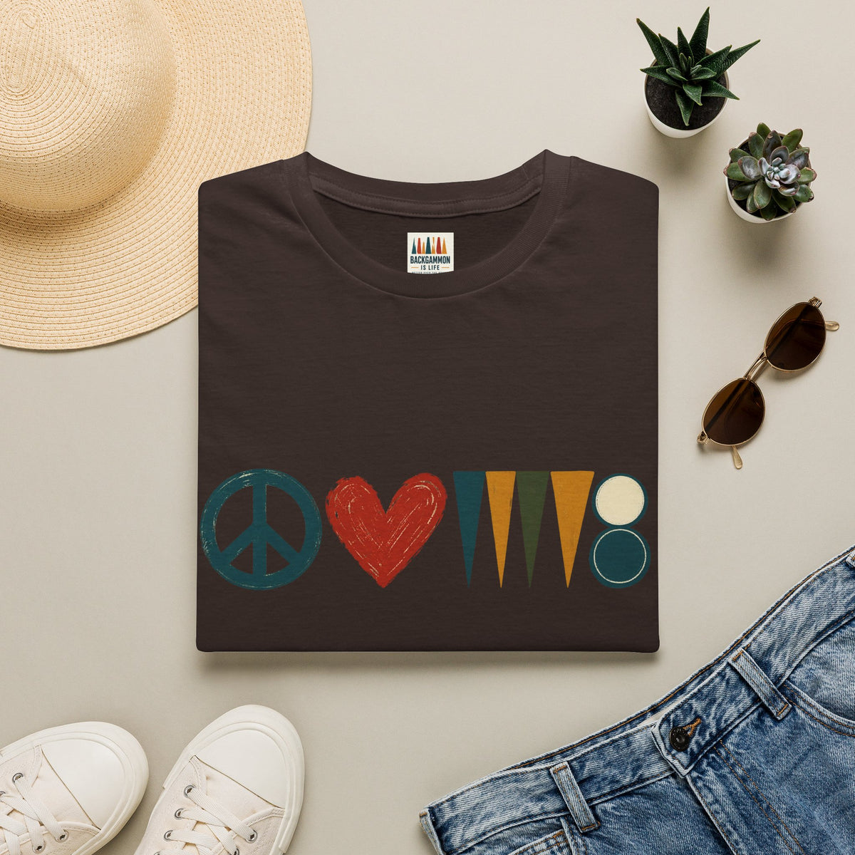peace love and backgammon 3 T-Shirt — Retro Nature Wildlife Tee
