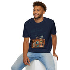 Backgammon Travel T-Shirt — "Will Travel for Backgammon" Vintage Suitcase Design