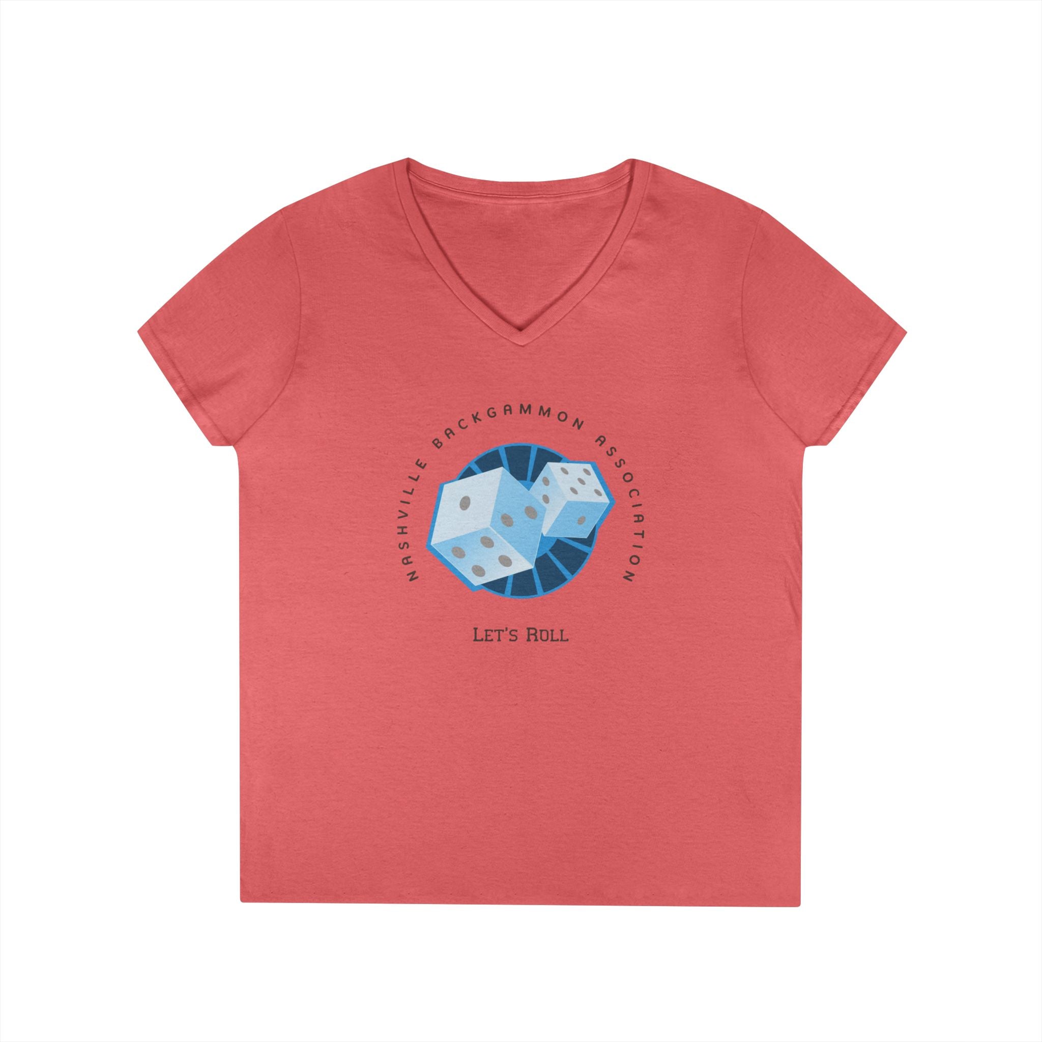 Nashville Backgammon Association Ladies' V-Neck T-Shirt — 'Let's Roll'  Gaming Tee