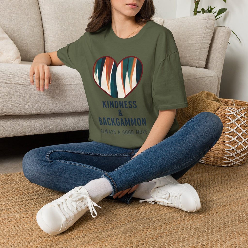 Backgammon Heart T-Shirt — "Kindness & Backgammon: Always a Good Move"